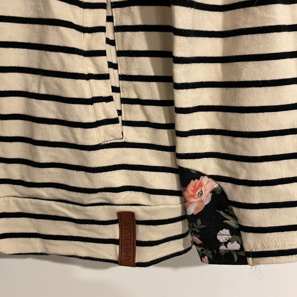 AMPERSAND AVE Striped Cream and Black Sweater - Picture 2 of 4